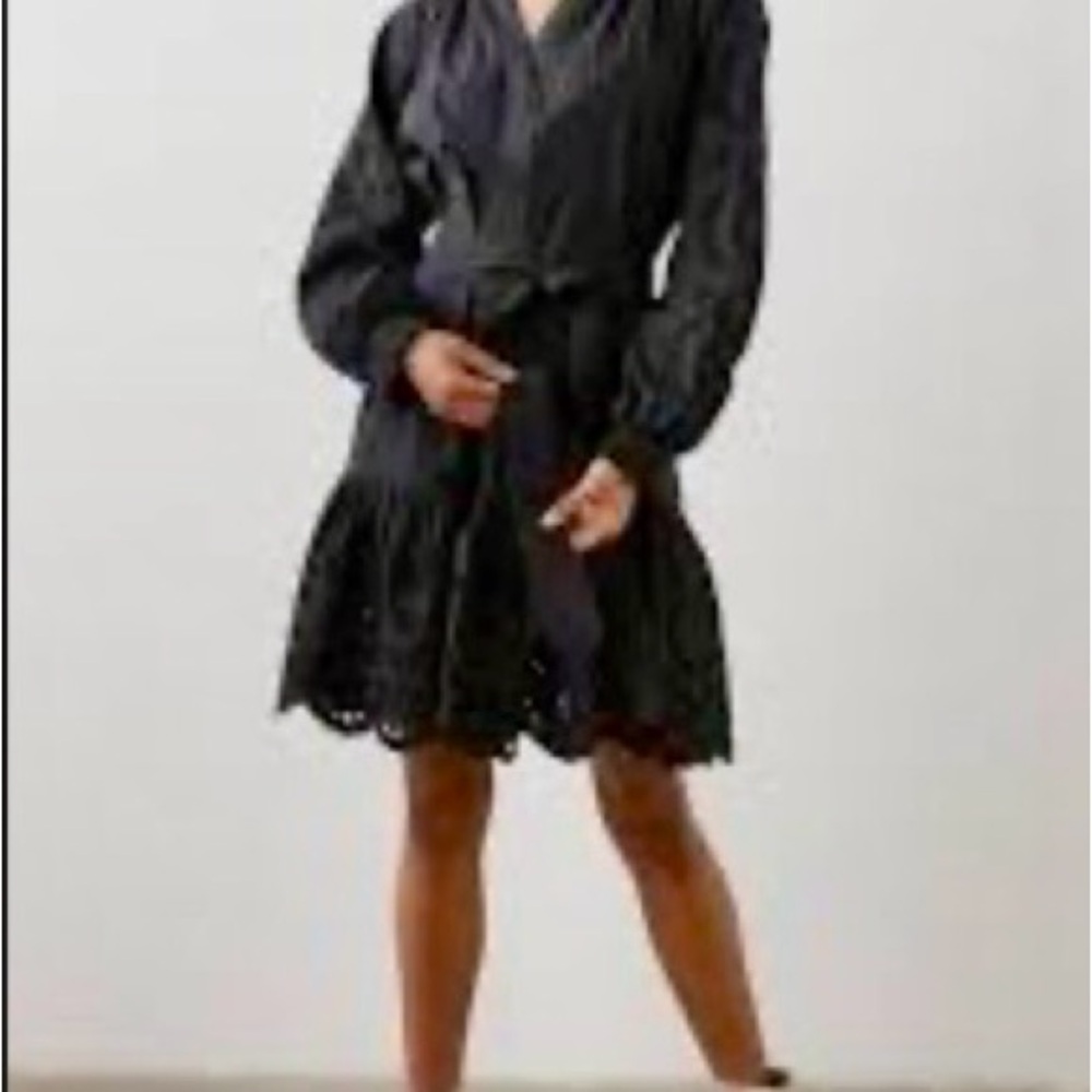 NWT Rails Small Saylor Black Eyelet Tie WaistLong Sleeve Dress